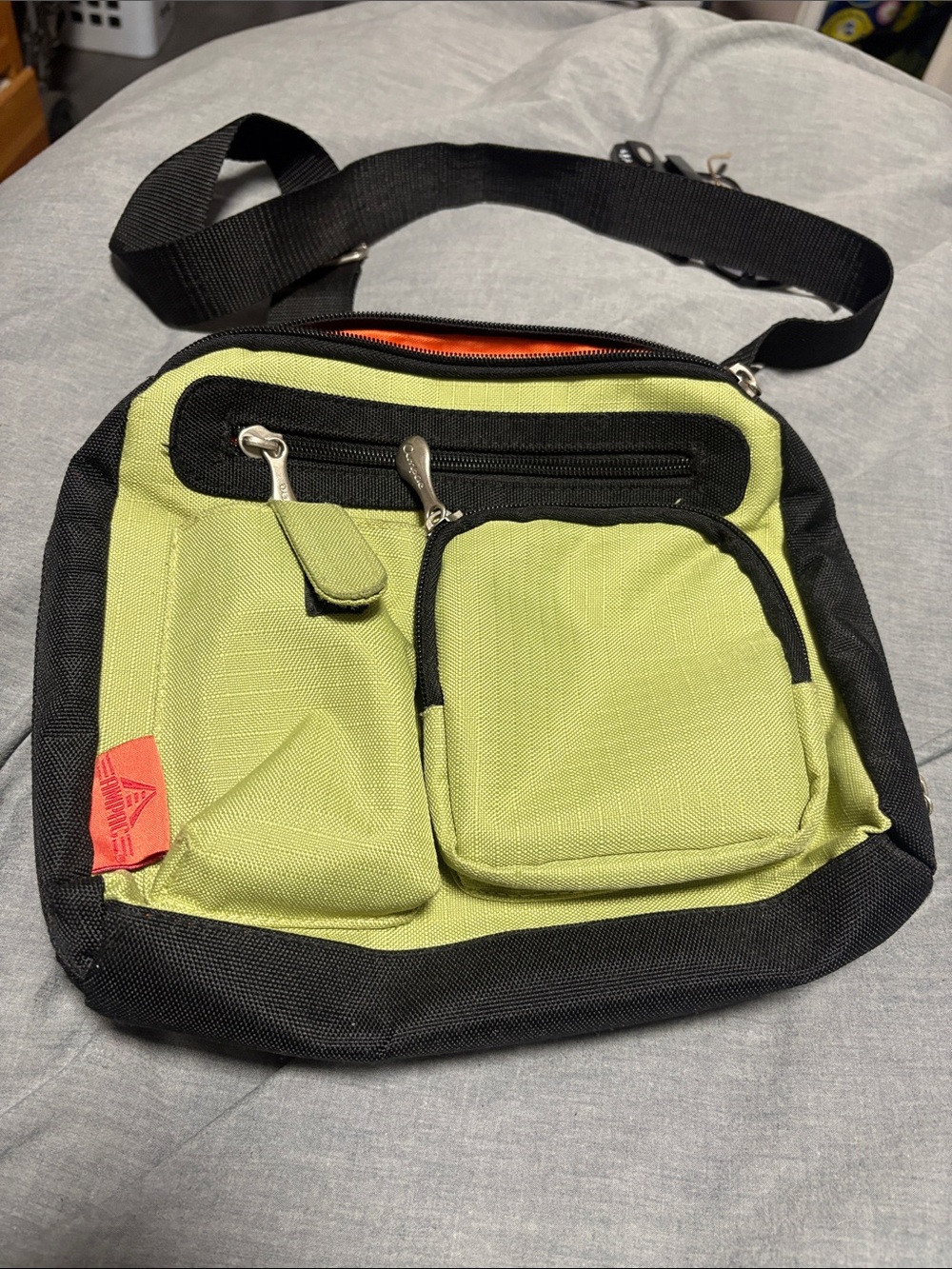 Green and Black Ampac Crossbody Sling Bag